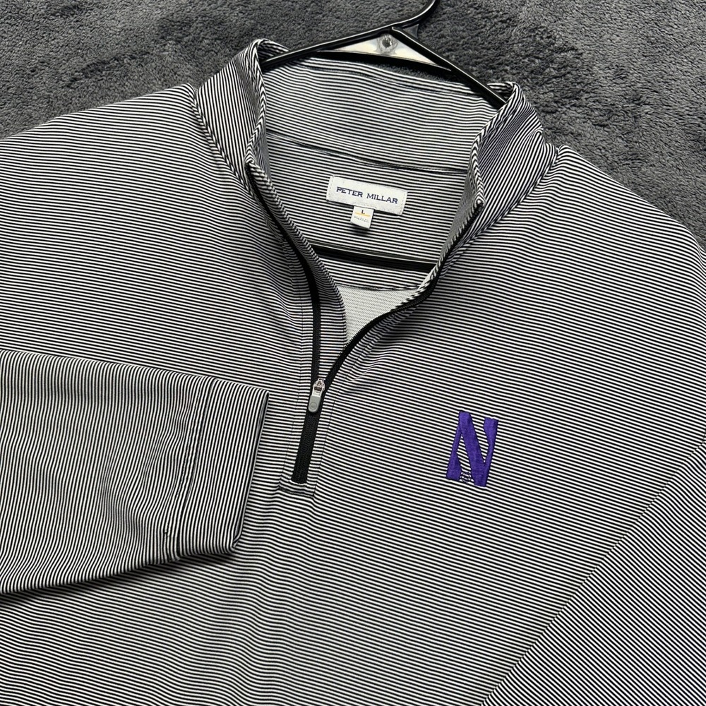 Peter Millar Quarter Zip Pullover Mens Large Northwestern University Striped